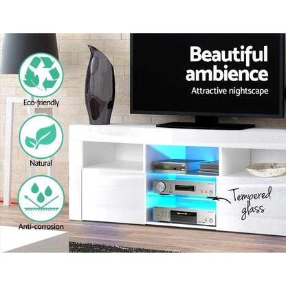 Artiss Entertainment Unit TV Cabinet LED 160cm White Bobi - Mekamart Australia