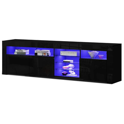Artiss Entertainment Unit TV Cabinet LED 180cm Black Bobi - Mekamart Australia