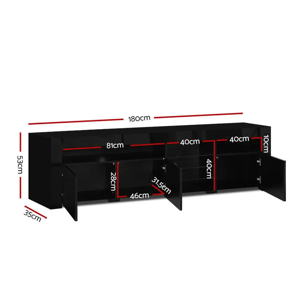 Artiss Entertainment Unit TV Cabinet LED 180cm Black Bobi - Mekamart Australia