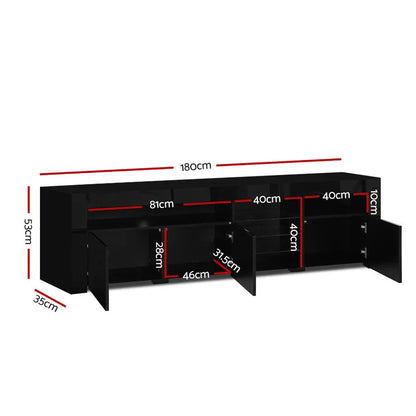 Artiss Entertainment Unit TV Cabinet LED 180cm Black Bobi - Mekamart Australia