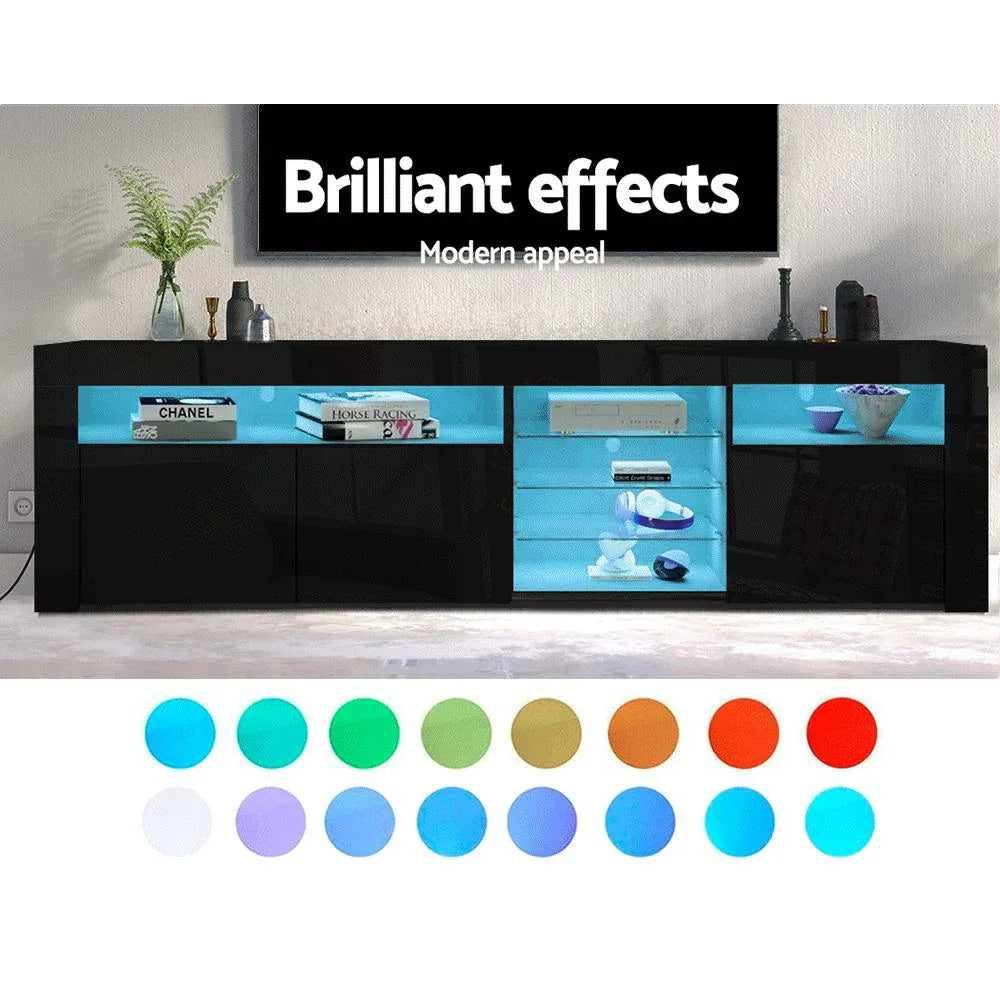 Artiss Entertainment Unit TV Cabinet LED 180cm Black Bobi - Mekamart Australia