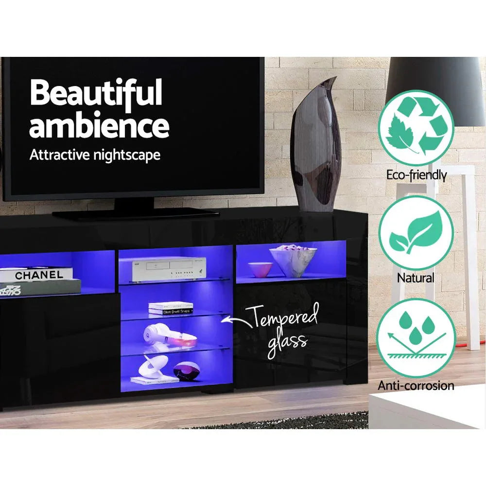 Artiss Entertainment Unit TV Cabinet LED 180cm Black Bobi - Mekamart Australia