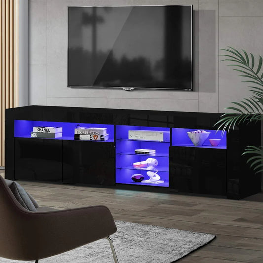 Artiss Entertainment Unit TV Cabinet LED 180cm Black Bobi - Mekamart Australia