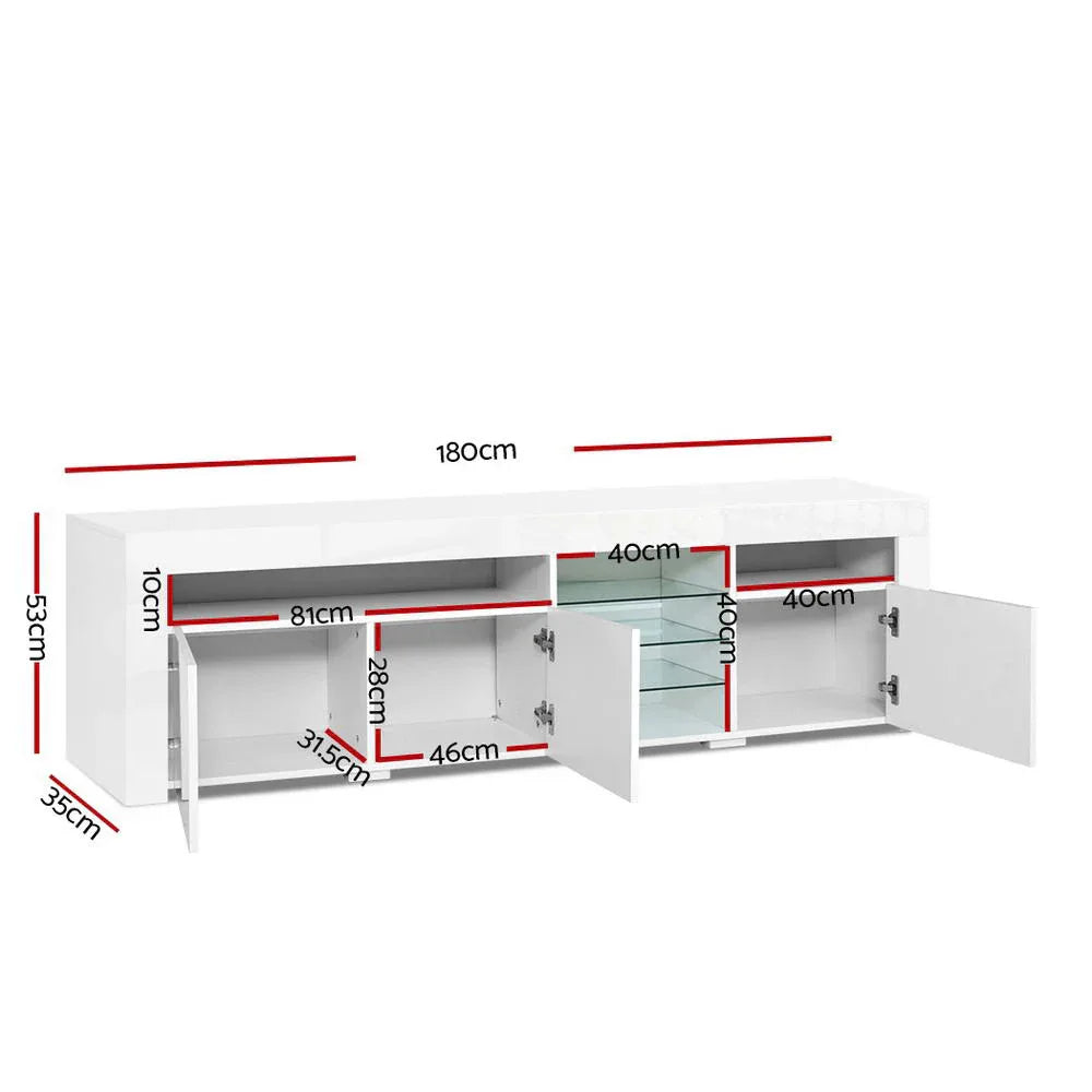 Artiss Entertainment Unit TV Cabinet LED 180cm White Bobi - Mekamart Australia