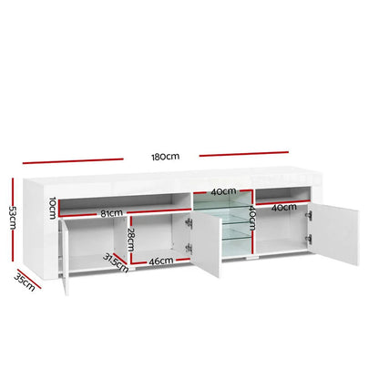 Artiss Entertainment Unit TV Cabinet LED 180cm White Bobi - Mekamart Australia