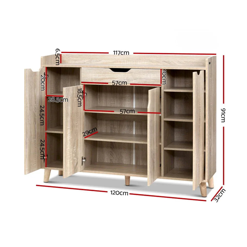 Artiss Shoe Rack Cabinet 26 Pairs Adjustable Pine Cissy - Mekamart Australia