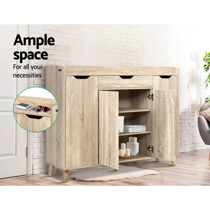 Artiss Shoe Rack Cabinet 26 Pairs Adjustable Pine Cissy - Mekamart Australia