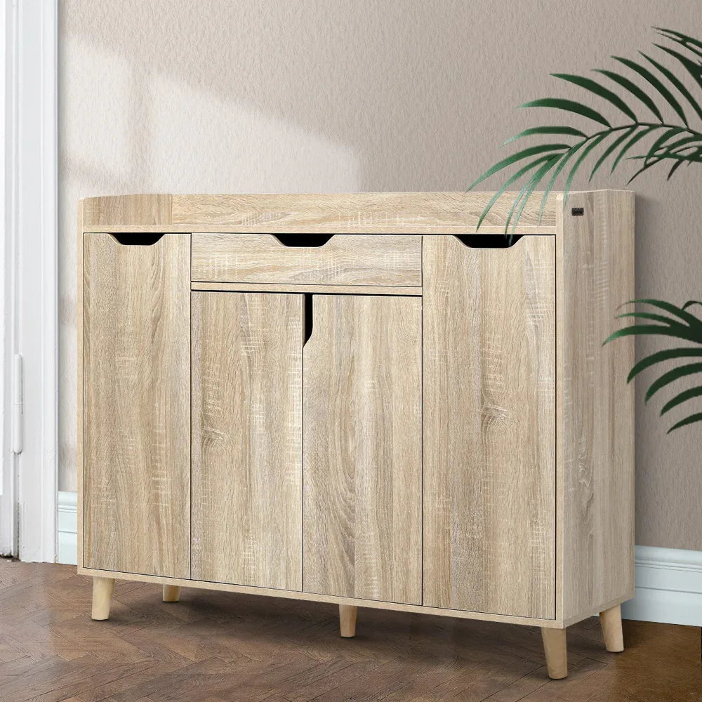Artiss Shoe Rack Cabinet 26 Pairs Adjustable Pine Cissy - Mekamart Australia