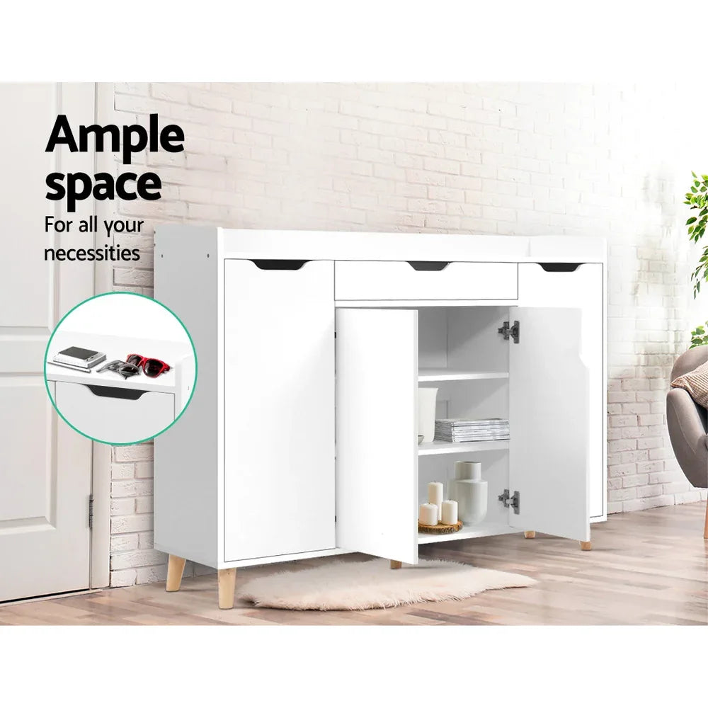 Artiss Shoe Rack Cabinet 26 Pairs Adjustable White Cissy - Mekamart Australia