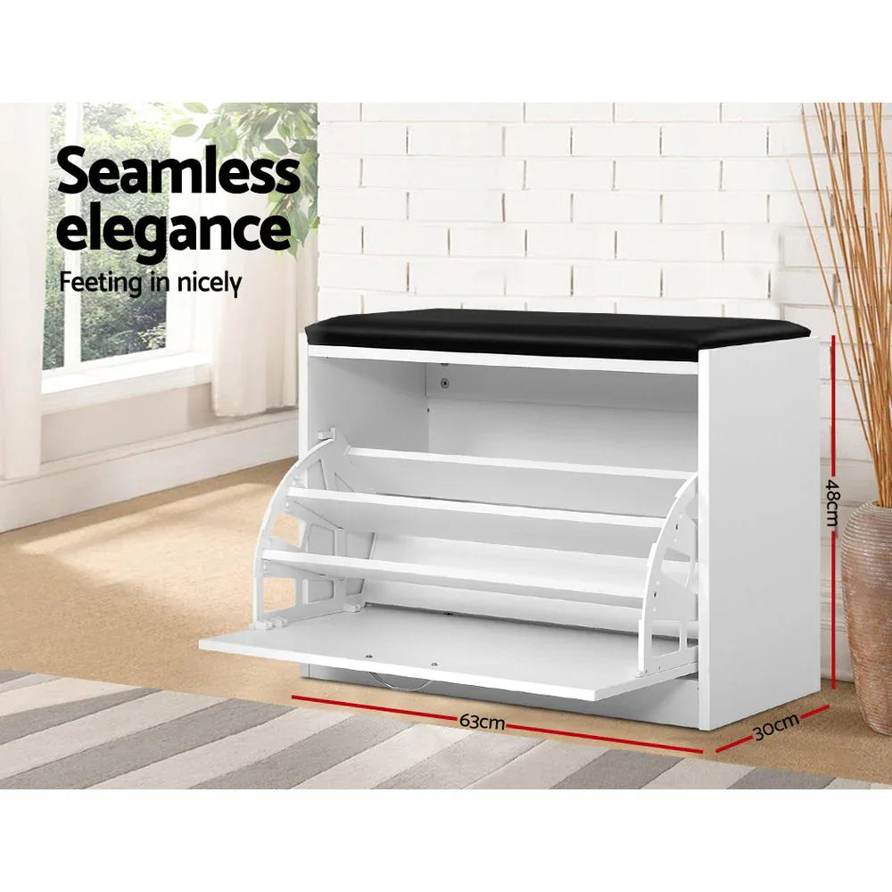 Artiss Shoe Rack Cabinet Bench 15 Pairs White Kyla - Mekamart Australia