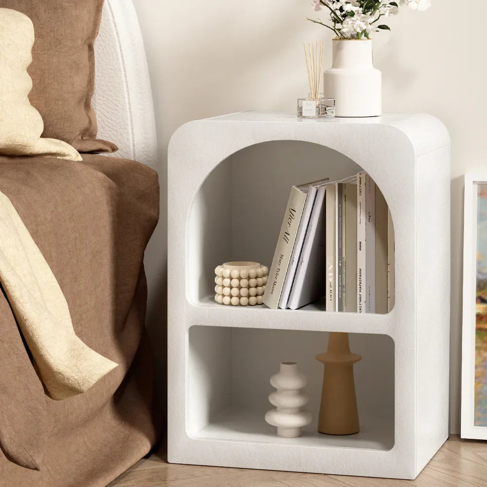 Artiss Bedside Table Shelves Side End Table Storage Nightstand White ARCHED - Mekamart Australia