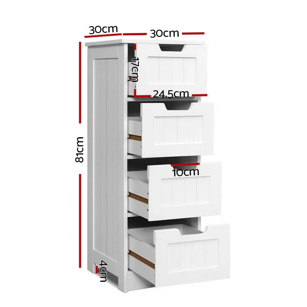 Artiss 4 Chest of Drawers - LEESA White - Mekamart Australia