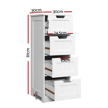 Artiss 4 Chest of Drawers - LEESA White - Mekamart Australia