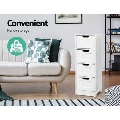 Artiss 4 Chest of Drawers - LEESA White - Mekamart Australia