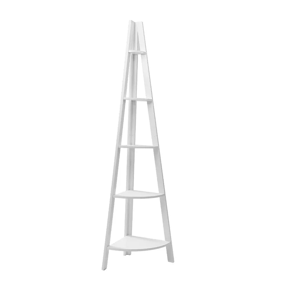 Artiss Bookshelf Corner Shelf 5 Tiers - CANE White - Mekamart Australia