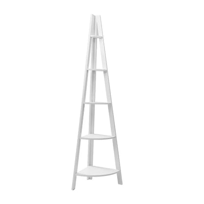 Artiss Bookshelf Corner Shelf 5 Tiers - CANE White - Mekamart Australia