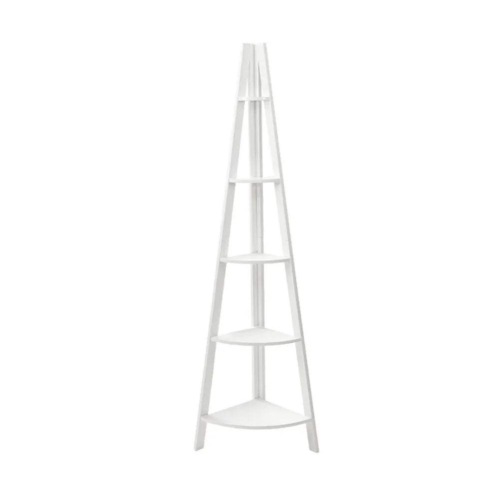 Artiss Bookshelf Corner Shelf 5 Tiers - CANE White - Mekamart Australia