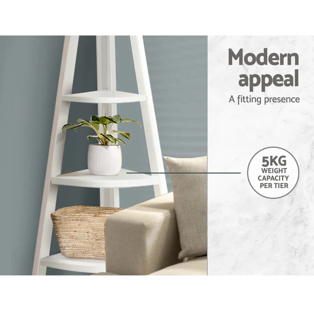 Artiss Bookshelf Corner Shelf 5 Tiers - CANE White - Mekamart Australia