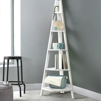Artiss Bookshelf Corner Shelf 5 Tiers - CANE White - Mekamart Australia