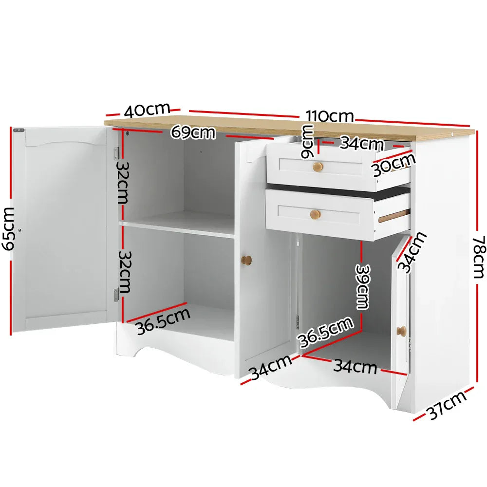 Artiss Buffet Sideboard 3 Doors - BERNE White - Mekamart Australia