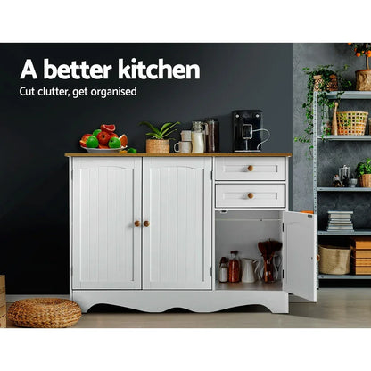 Artiss Buffet Sideboard 3 Doors - BERNE White - Mekamart Australia