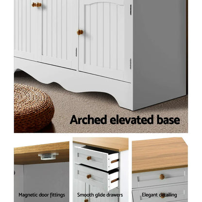 Artiss Buffet Sideboard 3 Doors - BERNE White - Mekamart Australia