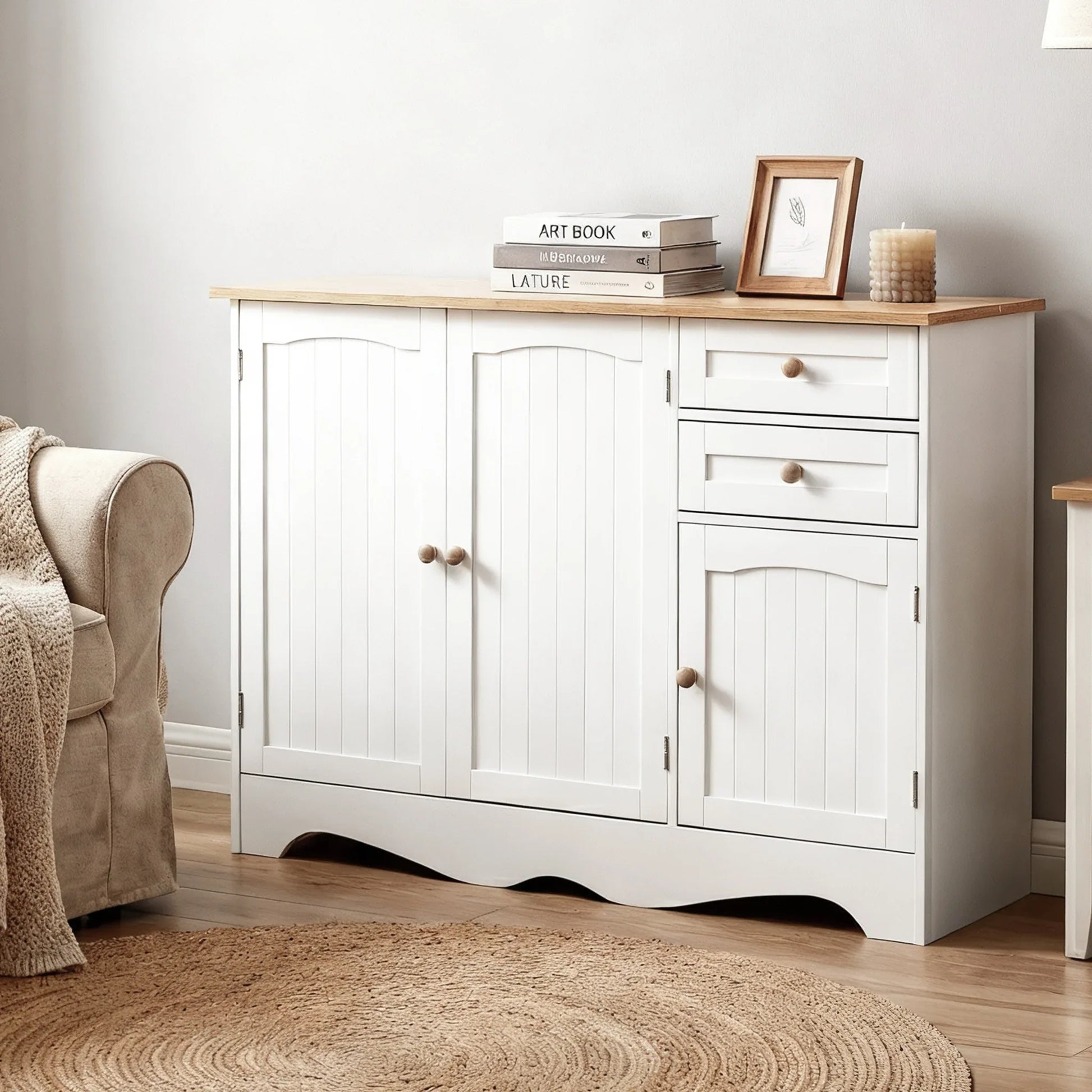 Artiss Buffet Sideboard 3 Doors - BERNE White - Mekamart Australia