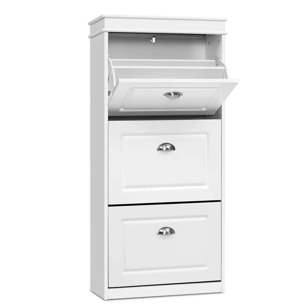 Artiss Shoe Rack Cabinet 18 Pairs 3-tier White Sena - Mekamart Australia