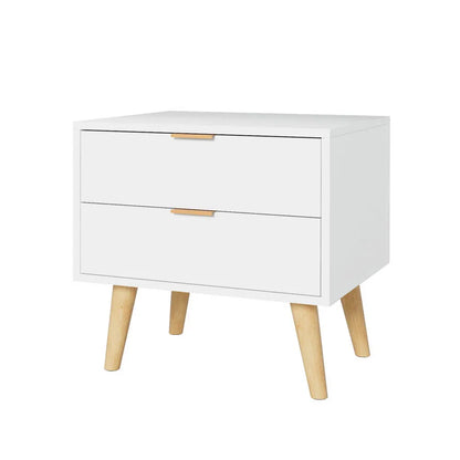 Artiss Bedside Table 2 Drawers - White - Mekamart Australia