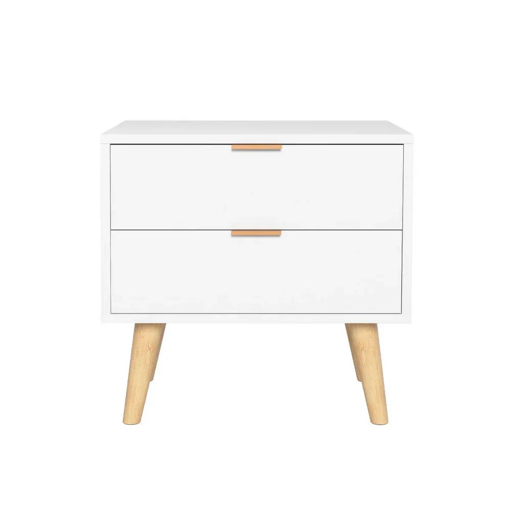 Artiss Bedside Table 2 Drawers - White - Mekamart Australia