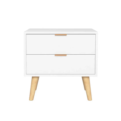 Artiss Bedside Table 2 Drawers - White - Mekamart Australia