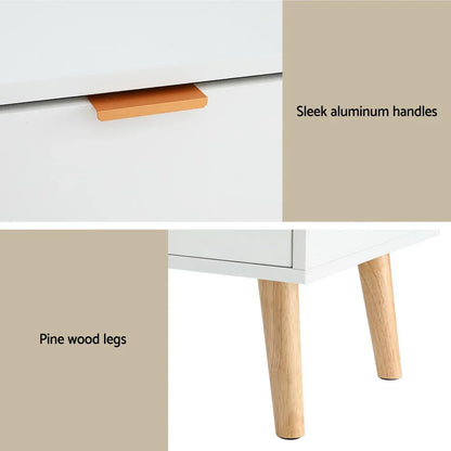 Artiss Bedside Table 2 Drawers - White - Mekamart Australia