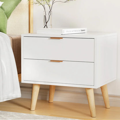 Artiss Bedside Table 2 Drawers - White - Mekamart Australia
