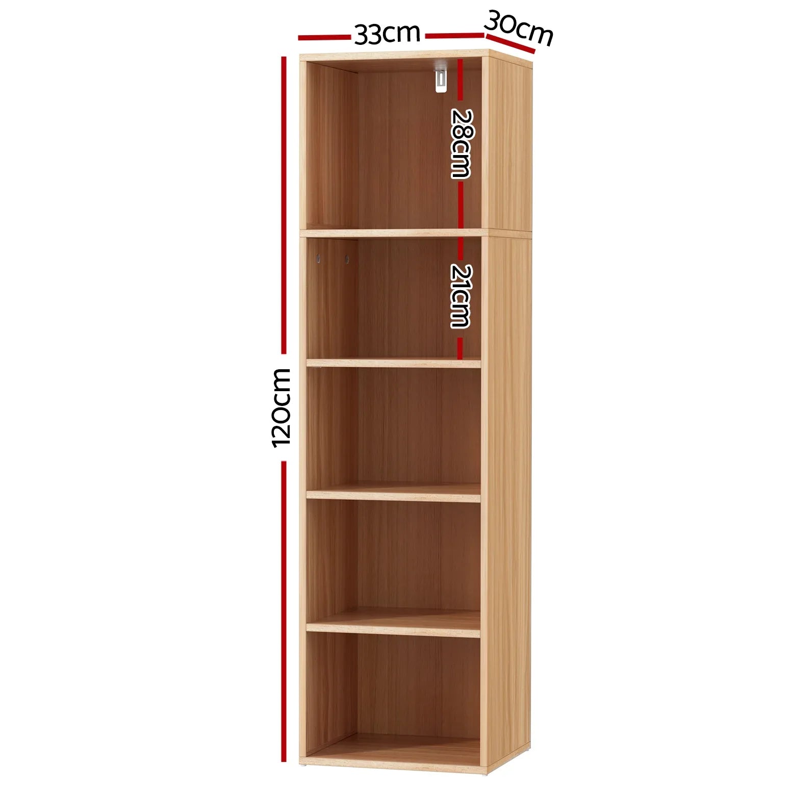 Artiss Bookshelf 5 Tiers MILO Pine - Mekamart Australia