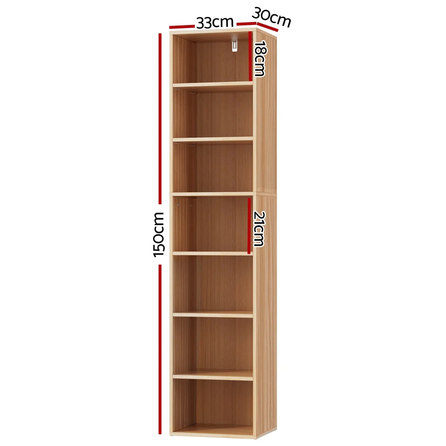 Artiss Bookshelf 7 Tiers MILO Pine - Mekamart Australia