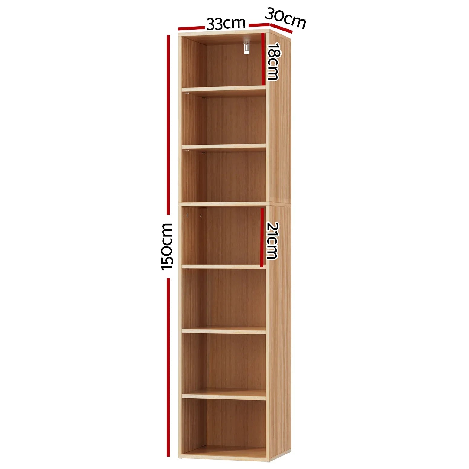 Artiss Bookshelf 7 Tiers MILO Pine - Mekamart Australia