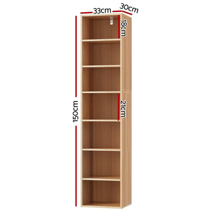 Artiss Bookshelf 7 Tiers MILO Pine - Mekamart Australia