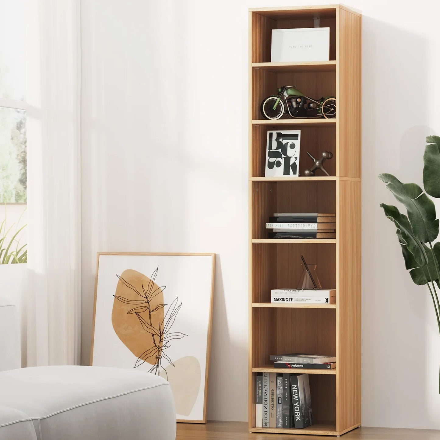 Artiss Bookshelf 7 Tiers MILO Pine - Mekamart Australia