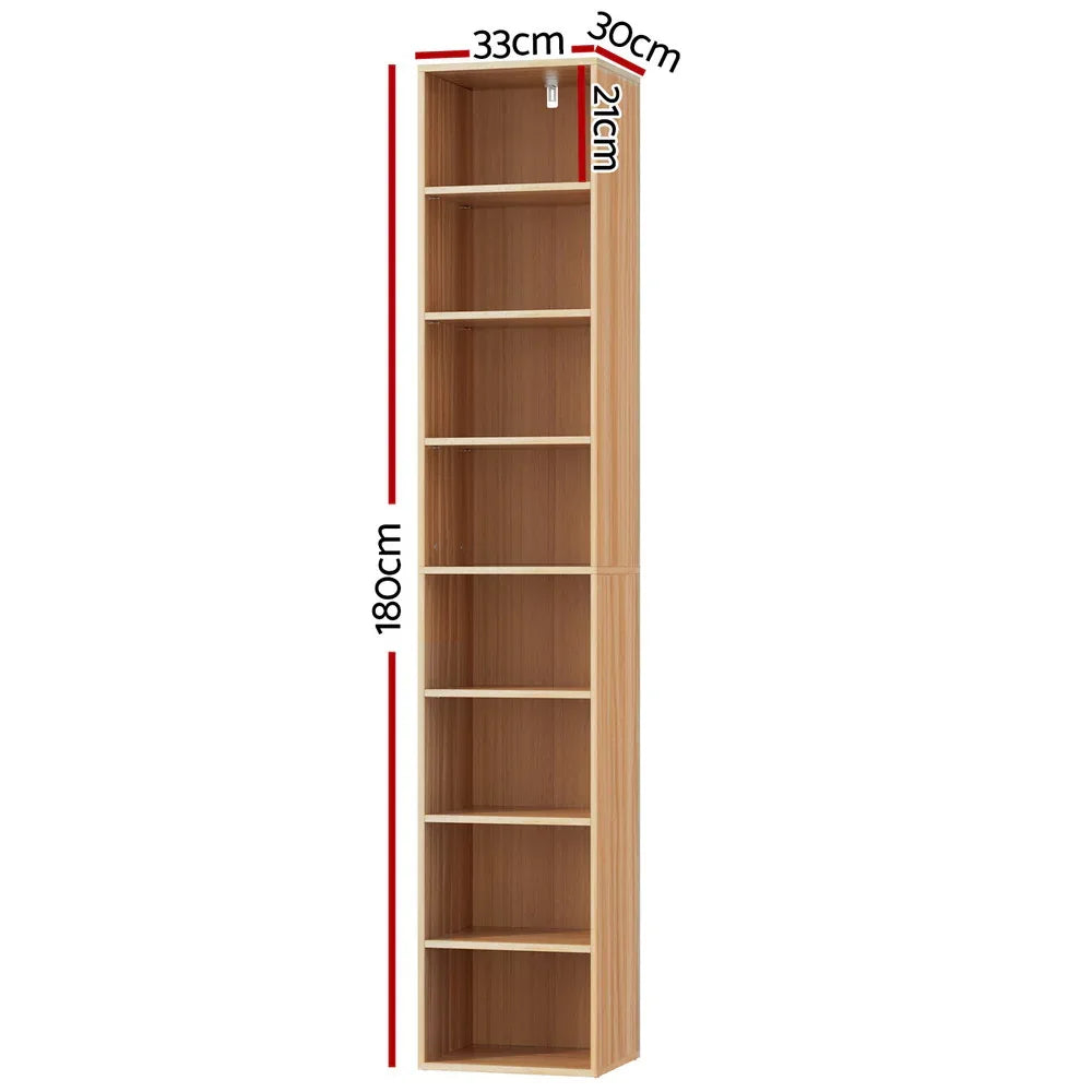 Artiss Bookshelf 8 Tiers MILO Pine - Mekamart Australia