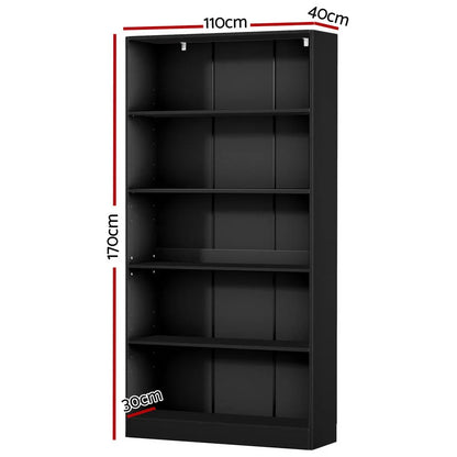 Artiss Bookshelf 5 Tiers ANTON Black - Mekamart Australia