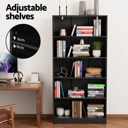 Artiss Bookshelf 5 Tiers ANTON Black - Mekamart Australia