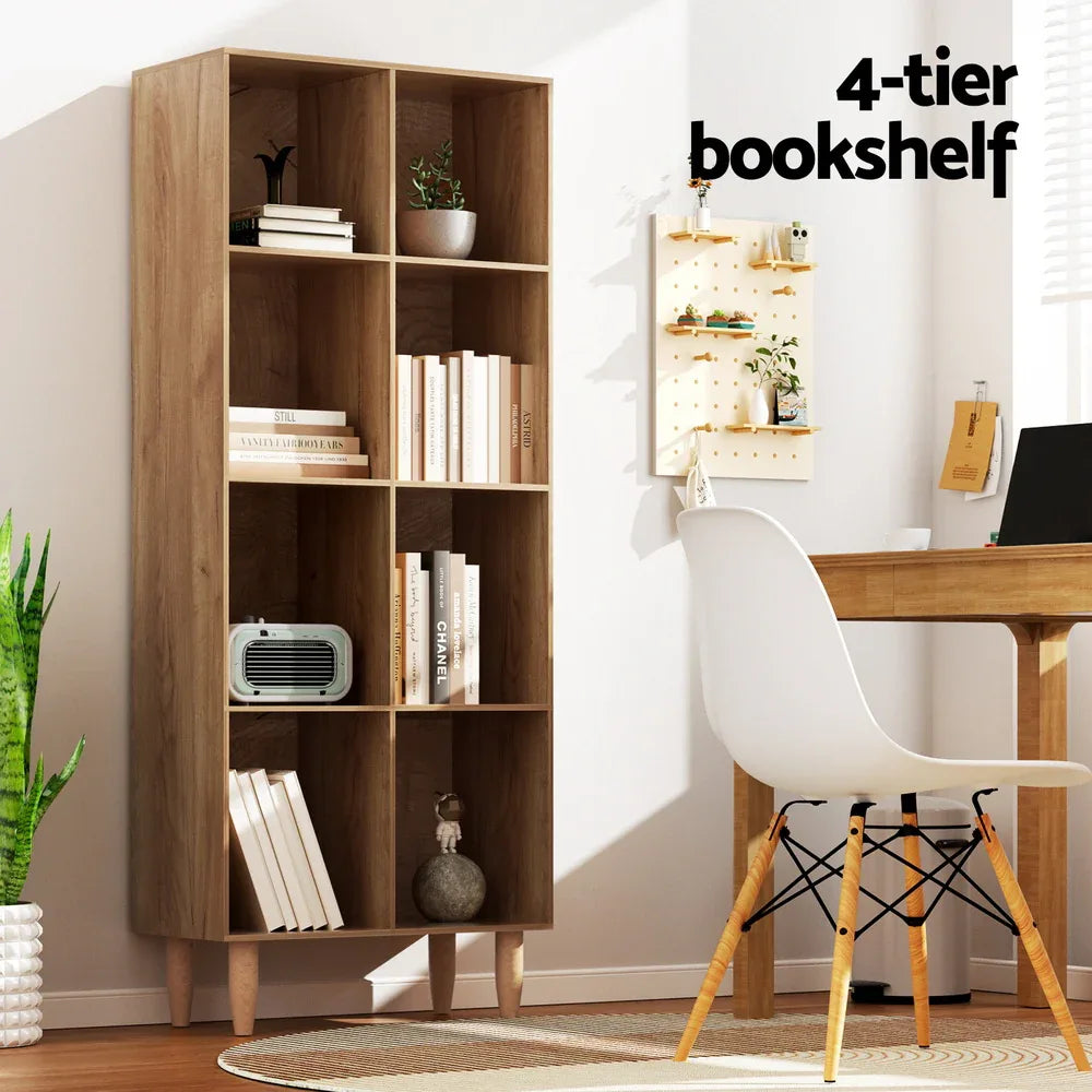 Artiss Bookshelf Bookcase 4 Tiers LEOR Walnut - Mekamart Australia