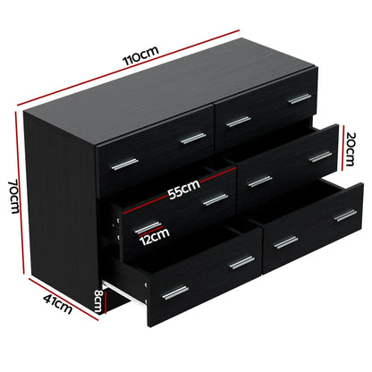 Artiss 6 Chest of Drawers - VEDA Black - Mekamart Australia