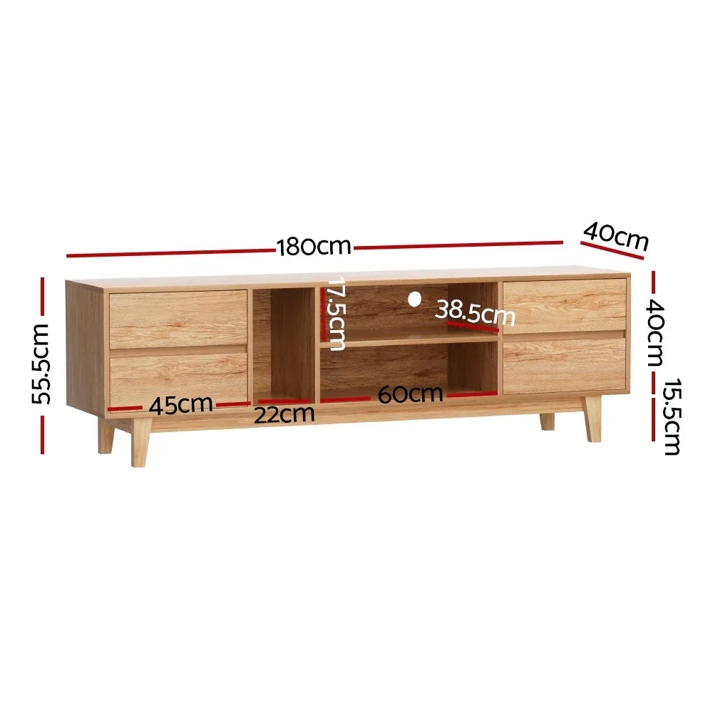 Artiss Entertainment Unit Stand TV Cabinet Storage Drawer Shelf 180cm Wooden - Mekamart Australia