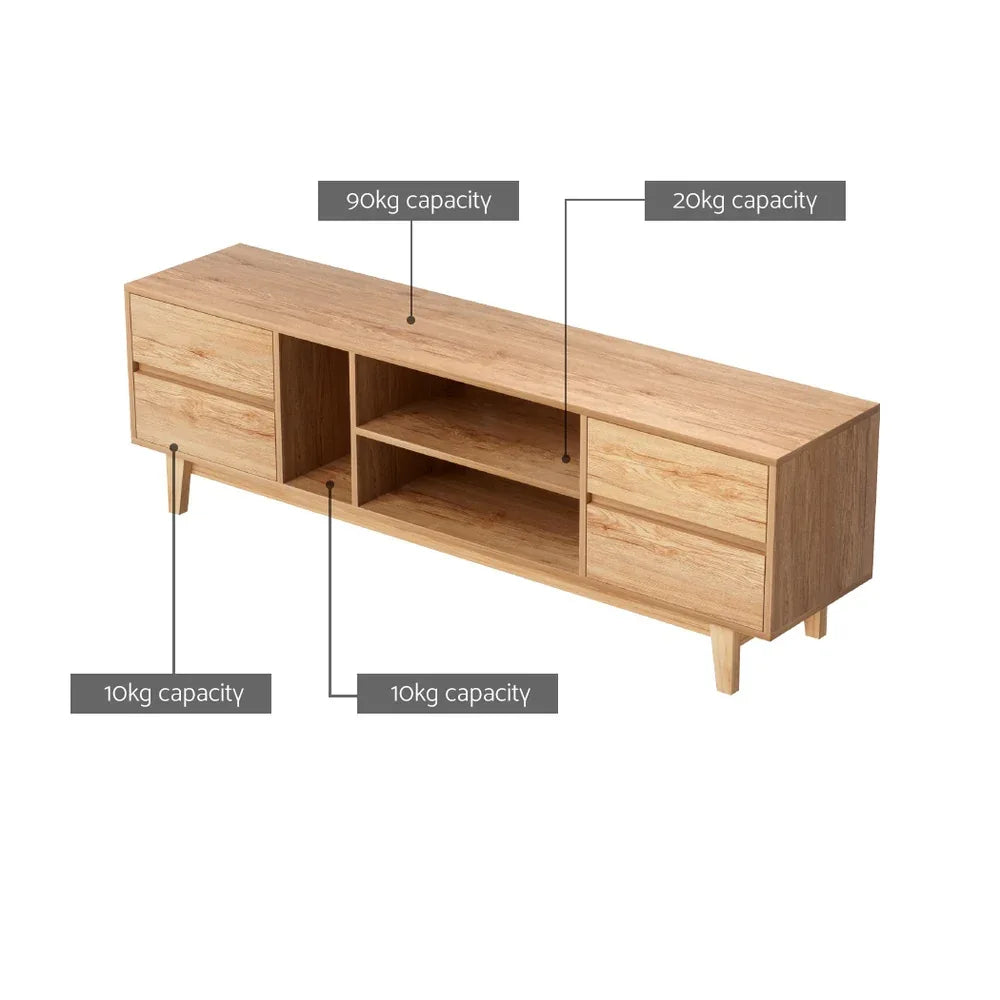 Artiss Entertainment Unit Stand TV Cabinet Storage Drawer Shelf 180cm Wooden - Mekamart Australia