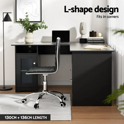 Artiss Computer Desk Home Office Study Desks L-shaped Corner Table with Storage - Mekamart Australia