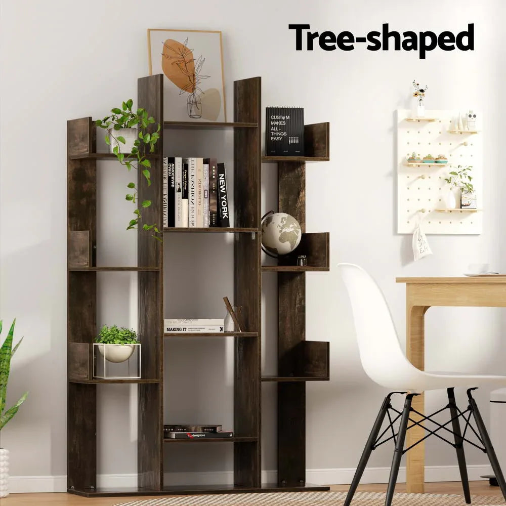 Artiss Tree-Shaped Bookshelf ROMI Walnut - Mekamart Australia