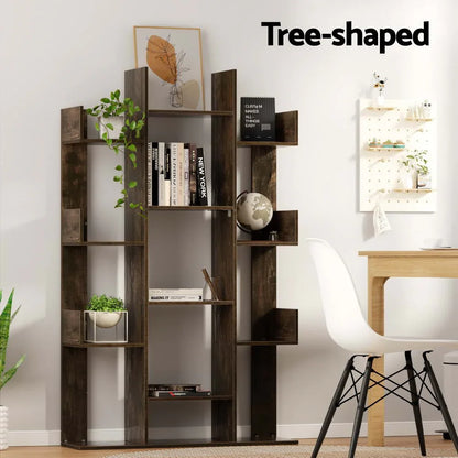Artiss Tree-Shaped Bookshelf ROMI Walnut - Mekamart Australia