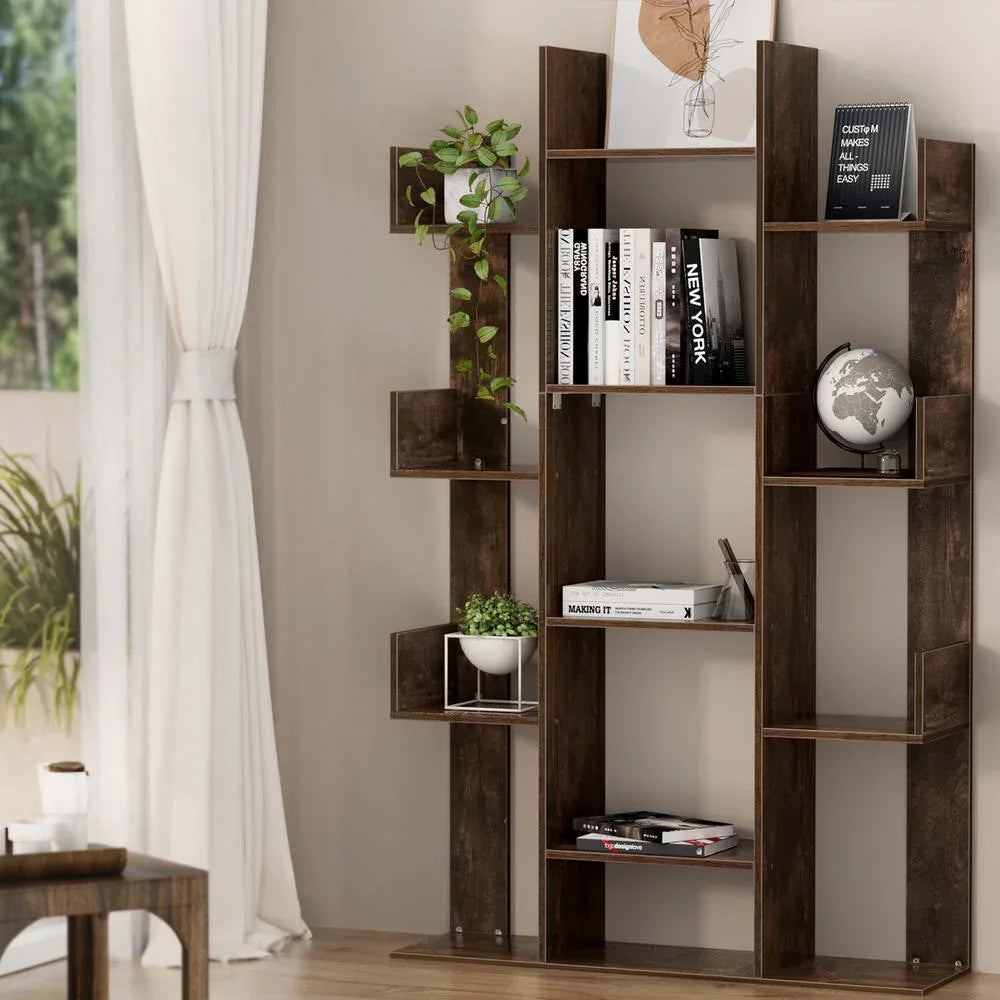 Artiss Tree-Shaped Bookshelf ROMI Walnut - Mekamart Australia