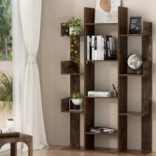 Artiss Tree-Shaped Bookshelf ROMI Walnut - Mekamart Australia